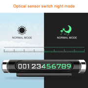 Magnetic Adsorption Design Car Shape Rotatable Luminous Car Temporary Parking Card with Phone Number(Black)