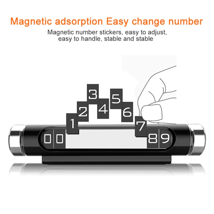 Magnetic Adsorption Design Car Shape Rotatable Luminous Car Temporary Parking Card with Phone Number(Silver)
