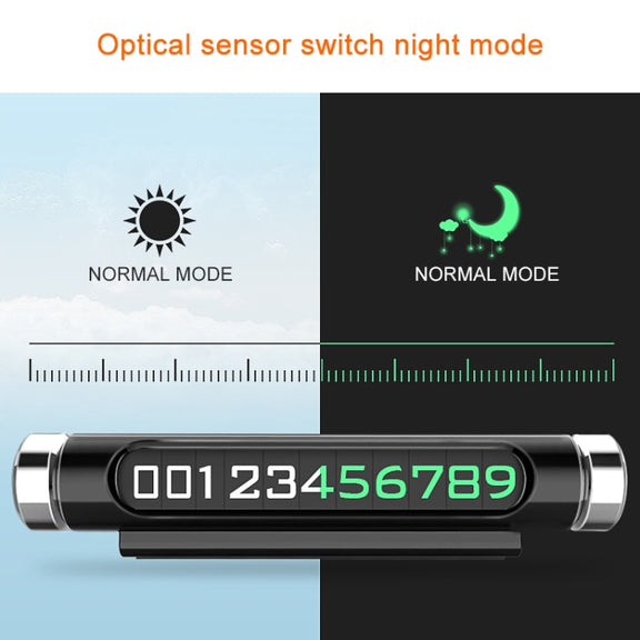 Magnetic Adsorption Design Car Shape Rotatable Luminous Car Temporary Parking Card with Phone Number(Silver)