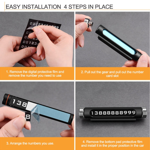 Magnetic Adsorption Design Car Shape Rotatable Luminous Car Temporary Parking Card with Phone Number(Silver)