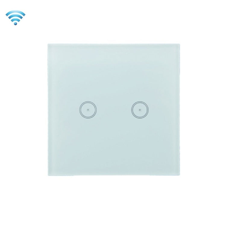 Wifi Wall Touch Panel Switch Voice Control Mobile Phone Remote Control, Model: White 2 Gang (Zero Firewire Wifi)