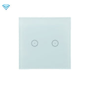 Wifi Wall Touch Panel Switch Voice Control Mobile Phone Remote Control, Model: White 2 Gang (Zero Firewire Wifi)