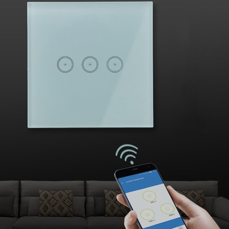 Wifi Wall Touch Panel Switch Voice Control Mobile Phone Remote Control, Model: White 2 Gang (Zero Firewire Wifi)
