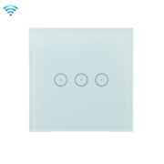 Wifi Wall Touch Panel Switch Voice Control Mobile Phone Remote Control, Model: White 3 Gang (Zero Firewire Wifi)