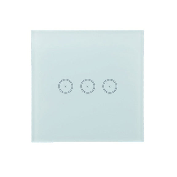 Wifi Wall Touch Panel Switch Voice Control Mobile Phone Remote Control, Model: White 3 Gang (Zero Firewire Wifi)