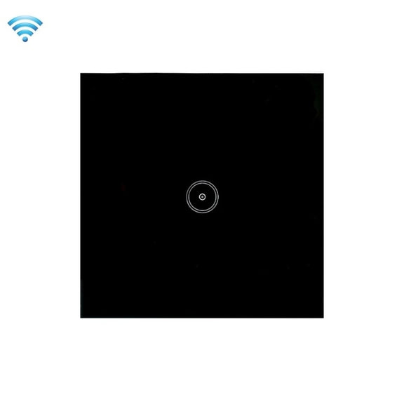 Wifi Wall Touch Panel Switch Voice Control Mobile Phone Remote Control, Model: Black 1 Gang (Zero Firewire Wifi)