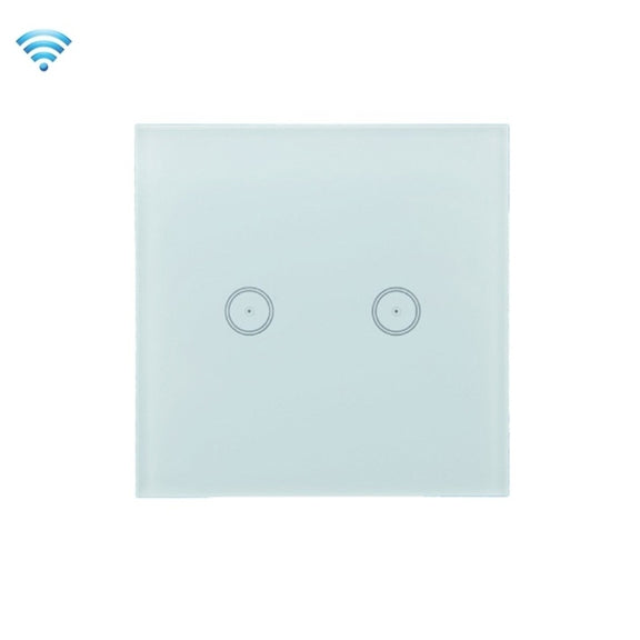 Wifi Wall Touch Panel Switch Voice Control Mobile Phone Remote Control, Model: White 2 Gang (Single Firewire Zigbee)