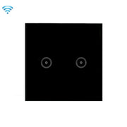 Wifi Wall Touch Panel Switch Voice Control Mobile Phone Remote Control, Model: Black 2 Gang (Single Firewire Zigbee)