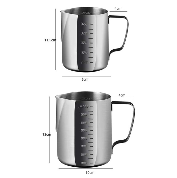 1000ml 304 Stainless Steel Pointed Mouth Etched Cup Graduated Measuring Cup Milk Foam Cup Coffee Pot