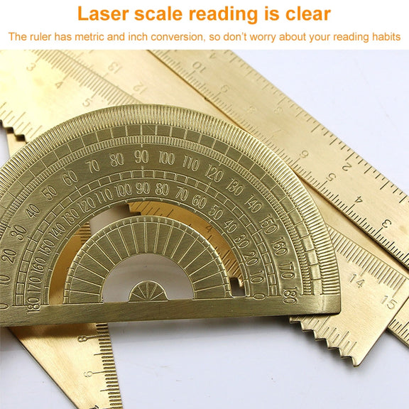 Brass Retro Drawing Ruler Measuring Tools, Model: 0-10cm Right Angle Triangle Ruler