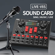V8S Sound Card Mobile Phone Computer Anchor Live K Song Recording Microphone, Specification: English Version