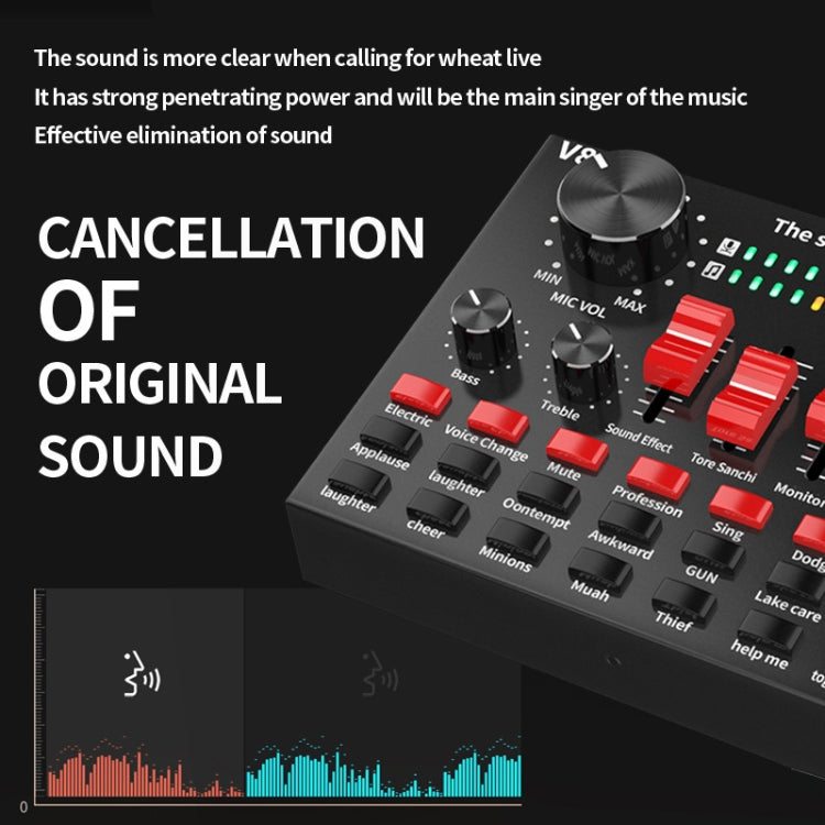 V8S Sound Card Mobile Phone Computer Anchor Live K Song Recording Microphone, Specification: English Version
