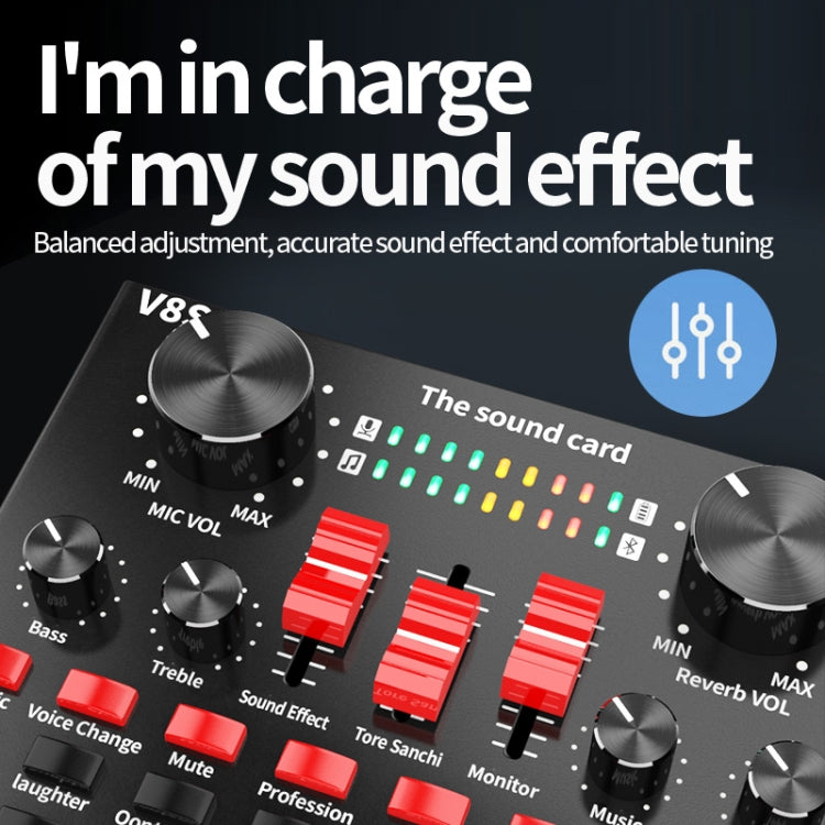 V8S Sound Card Mobile Phone Computer Anchor Live K Song Recording Microphone, Specification: English Version