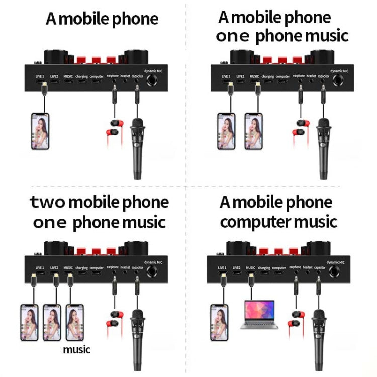 V8S Sound Card Mobile Phone Computer Anchor Live K Song Recording Microphone, Specification: English Version