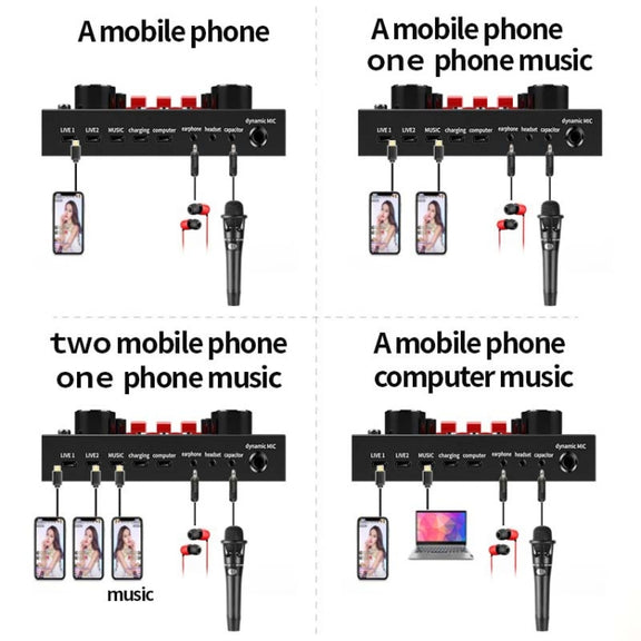 V8S Sound Card Mobile Phone Computer Anchor Live K Song Recording Microphone, Specification:V8S  + Black Bet BM700 Set