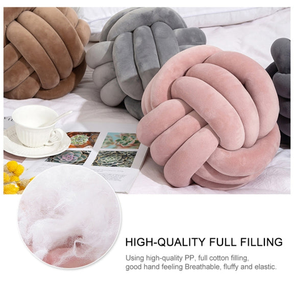 Hand-Made Knotted Ball Pillow, Size: Diameter: 25~30cm(Light Coffee)