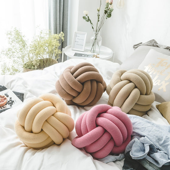 Hand-Made Knotted Ball Pillow, Size: Diameter: 25~30cm(Fishy Red)