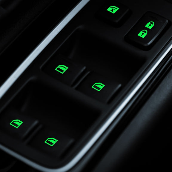 Car Window Sticker Lifter Modified Sticker Car Luminous Switch Car Window Button Car Sticker(Luminous Green)