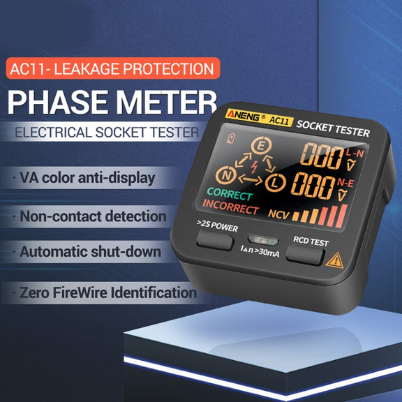 ANENG AC11 Multifunctional Digital Display Socket Tester Electrical Ground Wire Tester(UK Plug)