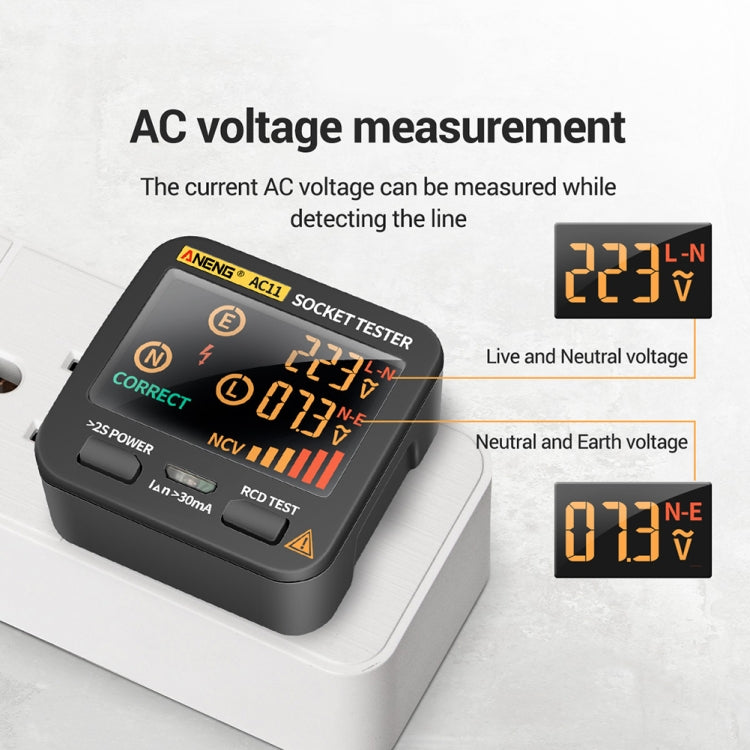 ANENG AC11 Multifunctional Digital Display Socket Tester Electrical Ground Wire Tester(UK Plug)