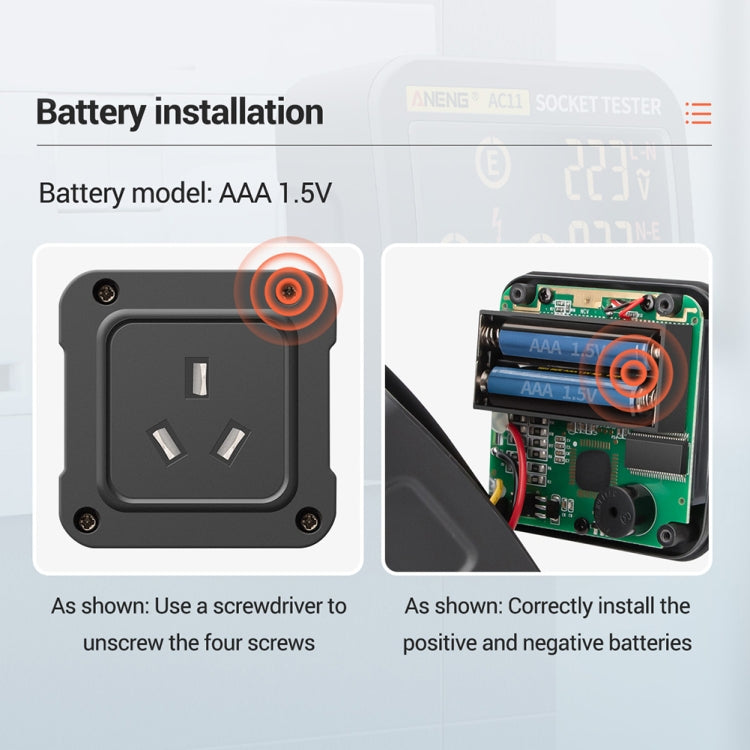 ANENG AC11 Multifunctional Digital Display Socket Tester Electrical Ground Wire Tester(EU Plug)