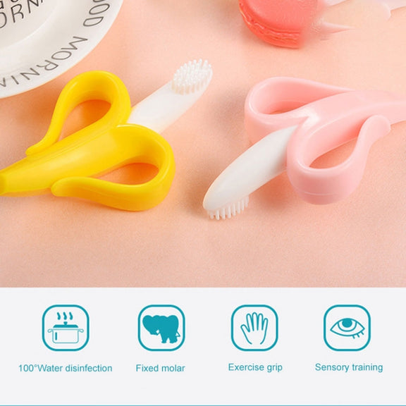 Newborn Baby Banana Silicone Teether Bite(Blue)