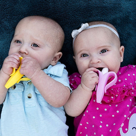 Newborn Baby Banana Silicone Teether Bite(Blue)