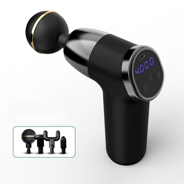 Fascia Gun Pocket Electric Shock Gun  Muscle Massage Gun, Specification: LCD Screen 20-speed (Black)