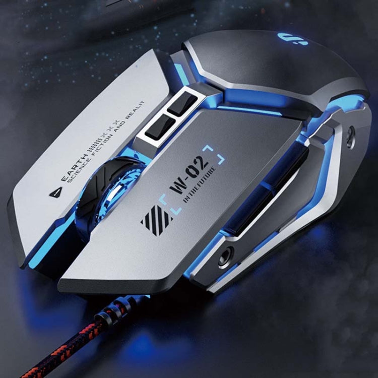 Inphic W-02 6 Keys Home Office Luminous Macro Programming USB Computer Mechanical Game Wired Mouse(Metallic Gray)