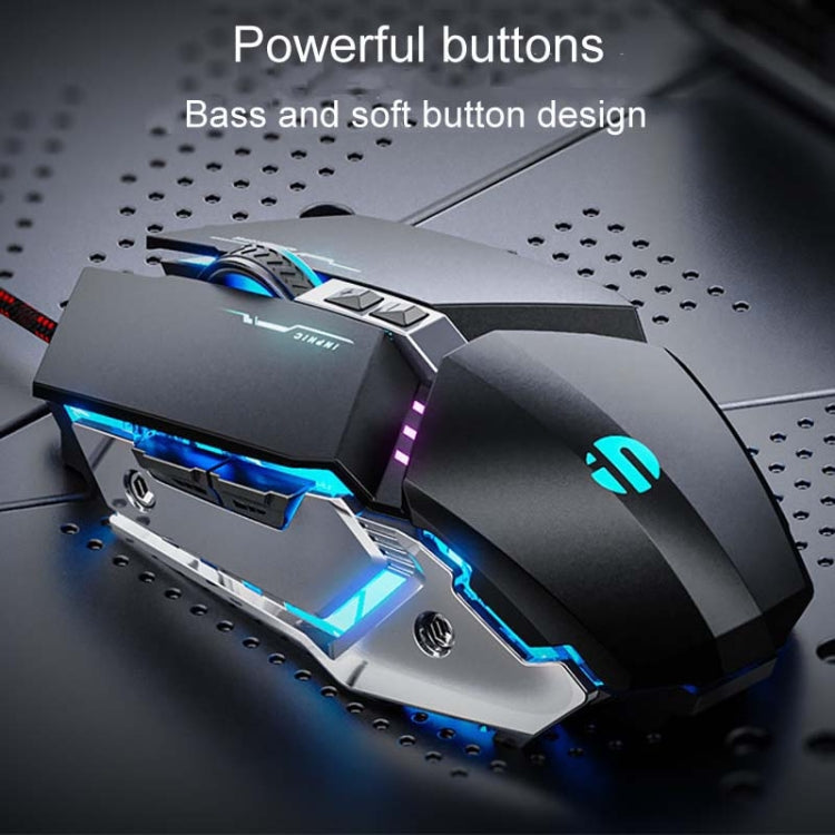 Inphic W-02 6 Keys Home Office Luminous Macro Programming USB Computer Mechanical Game Wired Mouse(Metallic Gray)