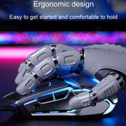 Inphic W-02 6 Keys Home Office Luminous Macro Programming USB Computer Mechanical Game Wired Mouse(Metallic Gray)