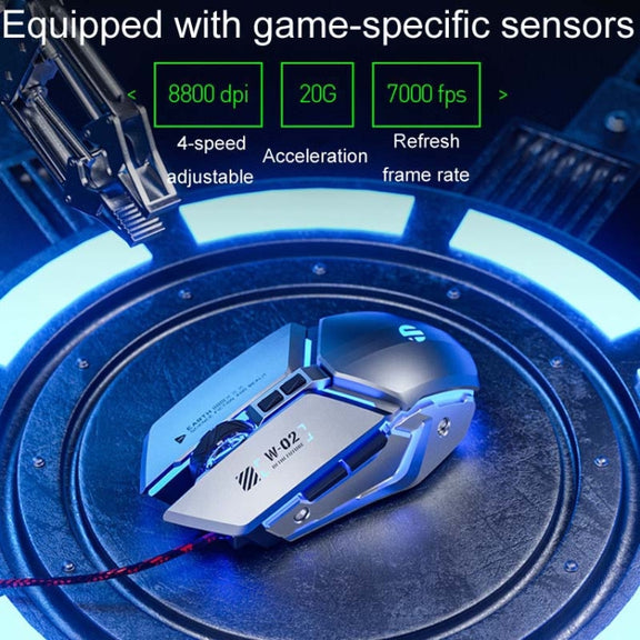 Inphic W-02 6 Keys Home Office Luminous Macro Programming USB Computer Mechanical Game Wired Mouse(Metallic Gray)