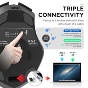 Inphic A1 6 Keys 1000/1200/1600 DPI Home Gaming Wireless Mechanical Mouse, Colour: Gray Wireless+Bluetooth 4.0+Bluetooth 5.0