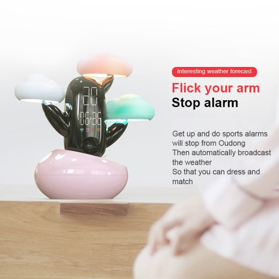 Cloud Weather Time Light Multifunctional Smart Induction Child Wake Up Alarm Clock(White)