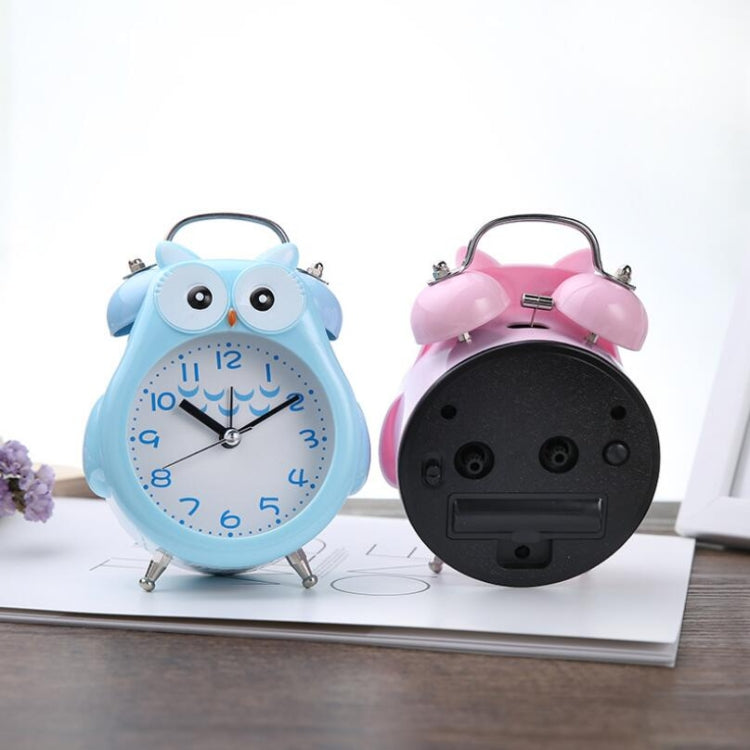 2 PCS Children Creative Cartoon Owl Super Ring Metal Bell Student Alarm Clock(Pink)