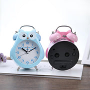 2 PCS Children Creative Cartoon Owl Super Ring Metal Bell Student Alarm Clock(Pink)
