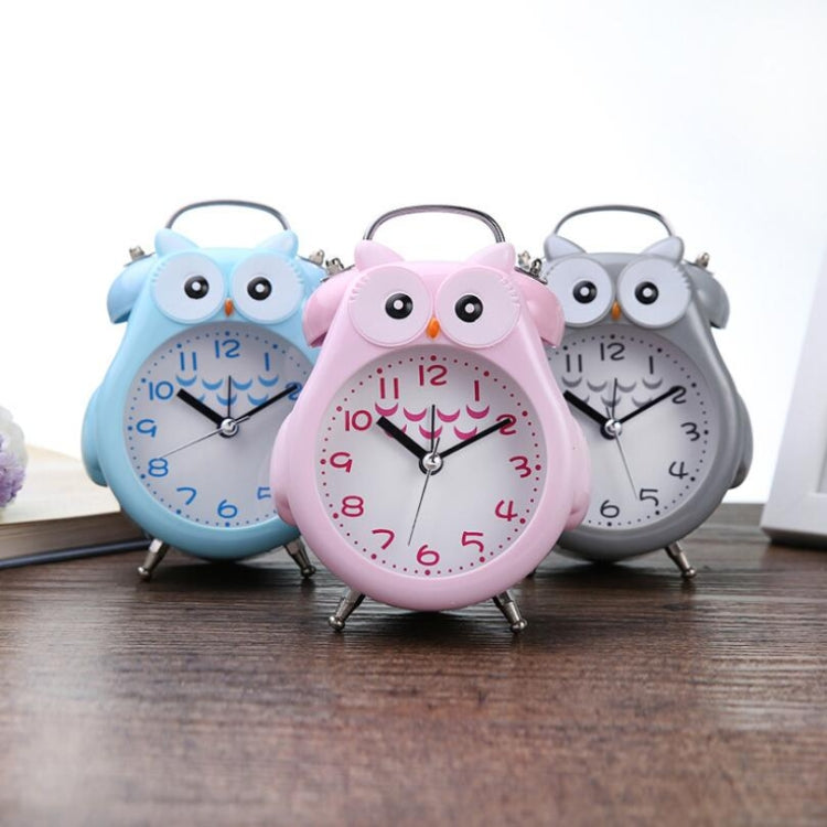 2 PCS Children Creative Cartoon Owl Super Ring Metal Bell Student Alarm Clock(Pink)