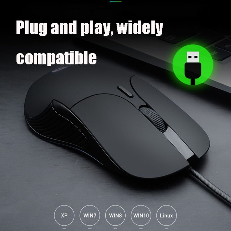 Inphic PB1 Business Office Mute Gaming Wired Mouse, Cable Length: 1.5m, Colour: Classic Back Breathing Light