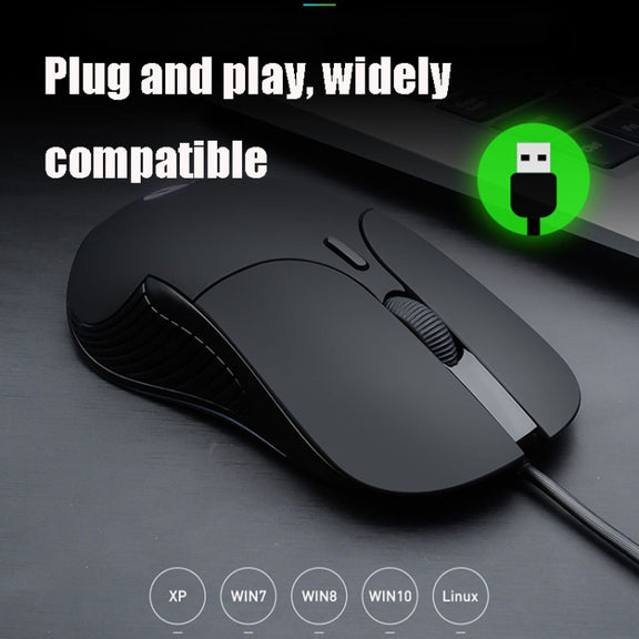 Inphic PB1 Business Office Mute Gaming Wired Mouse, Cable Length: 1.5m, Colour: Classic Back Breathing Light