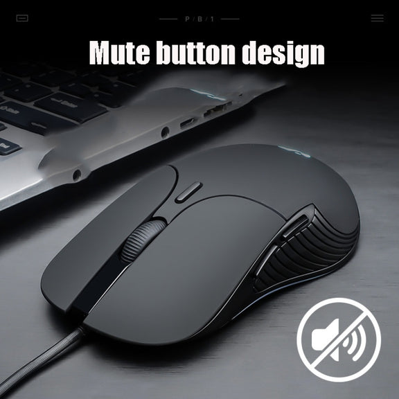Inphic PB1 Business Office Mute Gaming Wired Mouse, Cable Length: 1.5m, Colour: Classic Back Breathing Light