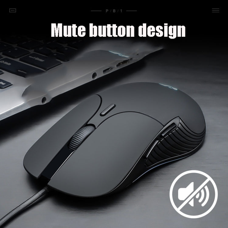 Inphic PB1 Business Office Mute Gaming Wired Mouse, Cable Length: 1.5m, Colour: Classic Back Breathing Light