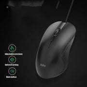 Inphic PB1 Business Office Mute Macro Definition Gaming Wired Mouse, Cable Length: 1.5m, Colour: Matte White Breathing Light