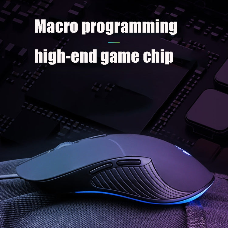 Inphic PB1 Business Office Mute Macro Definition Gaming Wired Mouse, Cable Length: 1.5m, Colour: Matte White Breathing Light