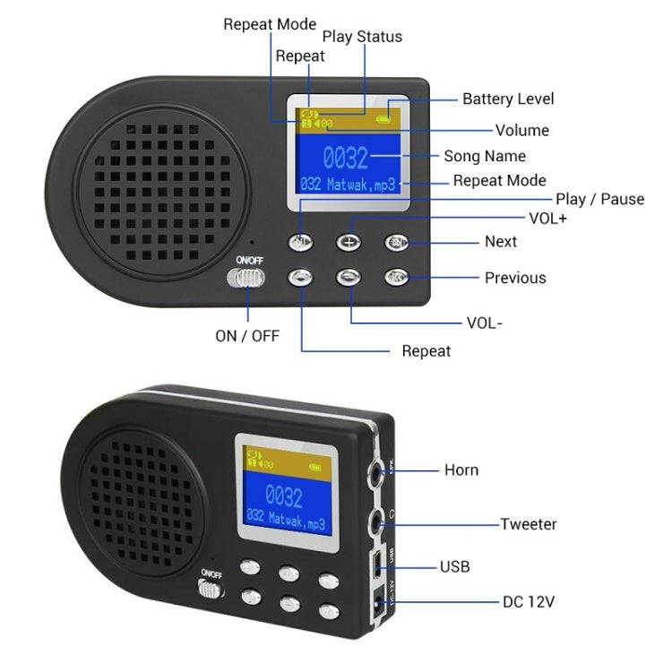 Outdoor Electronic Bird Caller Player MP3 With Wireless Remote Control(US Plug)