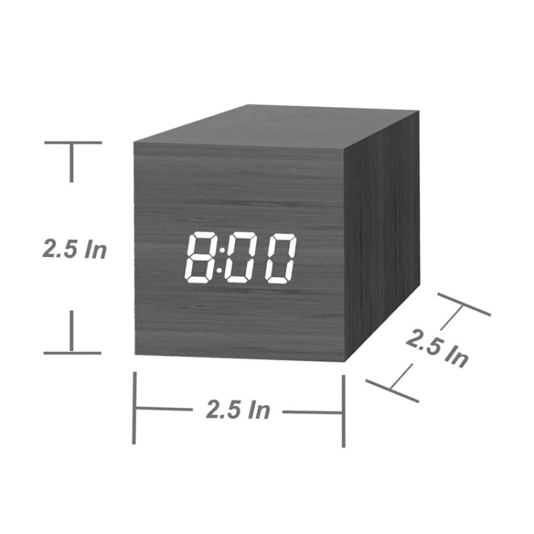 Multicolor Sounds Control Wooden Clock Modern Digital LED Desk Alarm Clock Thermometer Timer Black Green