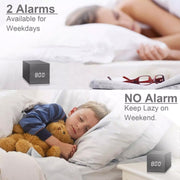 Multicolor Sounds Control Wooden Clock Modern Digital LED Desk Alarm Clock Thermometer Timer Black Green
