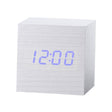 Multicolor Sounds Control Wooden Clock Modern Digital LED Desk Alarm Clock Thermometer Timer White Blue - Alarm Clocks by PMc TechLife | Online Shopping South Africa | PMc TechLife | Buy Now Pay Later Mobicred