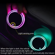 2 PCS Car LED Luminous Water Coaster Car Atmosphere Light USB Charging Non-Slip Coaster