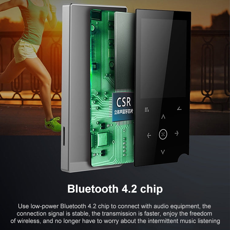 E05 2.4 inch Touch-Button MP4 / MP3 Lossless Music Player, Support E-Book / Alarm Clock / Timer Shutdown, Memory Capacity: 4GB without Bluetooth(Black)