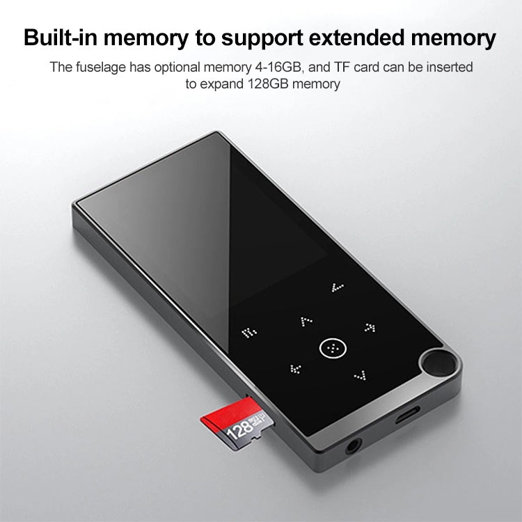 E05 2.4 inch Touch-Button MP4 / MP3 Lossless Music Player, Support E-Book / Alarm Clock / Timer Shutdown, Memory Capacity: 4GB without Bluetooth(Black)